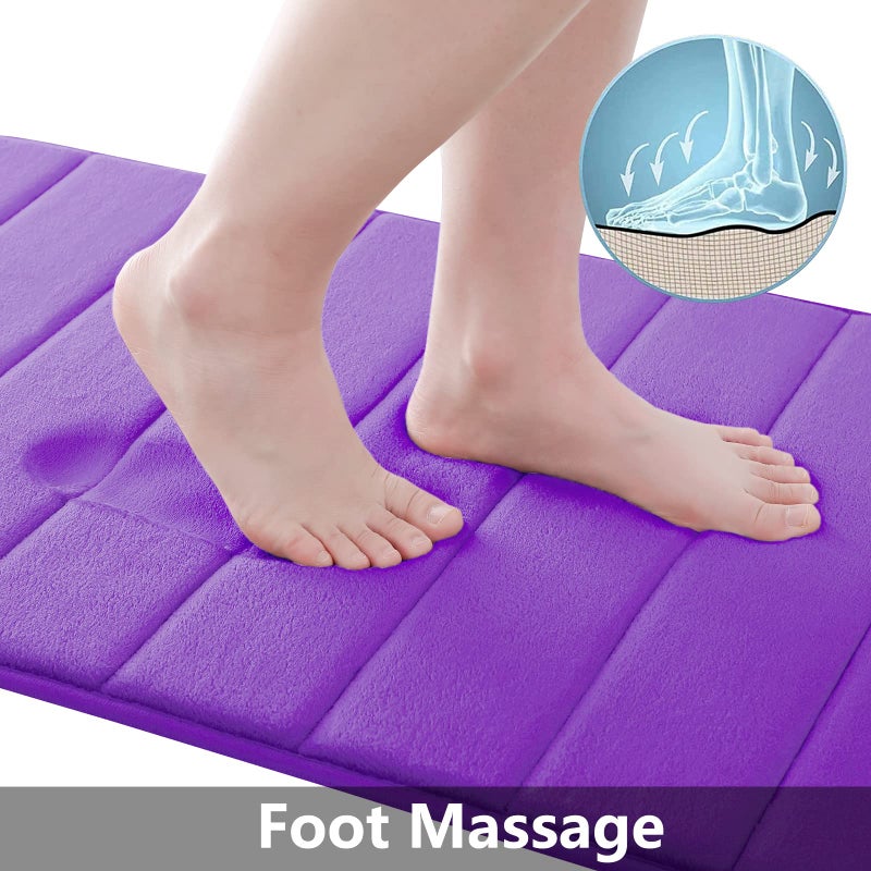 Buganda Memory Foam Bath Mat, 47" x 17", Ultra Soft and Non-Slip Bathroom Rugs, Water Absorbent and Machine Washable Bath Rug Runner for Bathroom, Shower, and Tub, Purple - Image 2